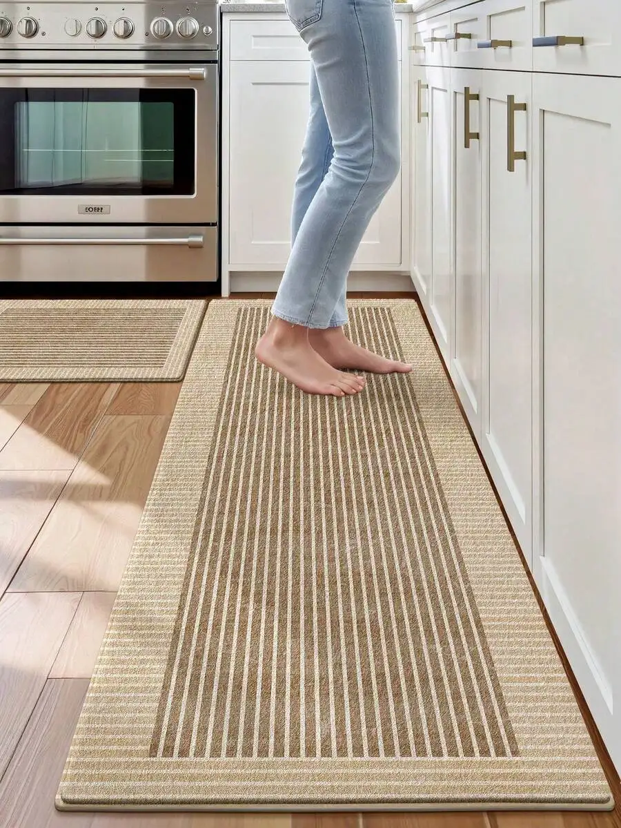 

Striped Kitchen Runner Rug, Thick Plush Non-Slip Floor Mat, Machine Washable