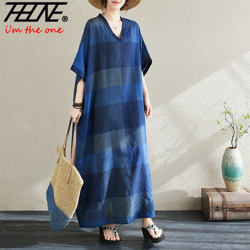 THHONE New Summer Beach Dress Women Clothes V-Neck Long Maxi Vintage Korean Casual Boho Bohemian Floral  Robe Vestidos Feminino