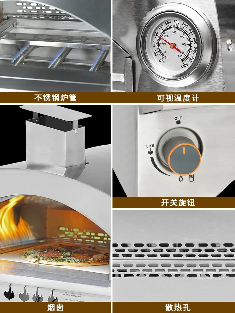 Gas Pizza Stove Traditional Kiln Italian Pizza Oven Stainless Steel Large BBQ Stove Outdoor Home Use