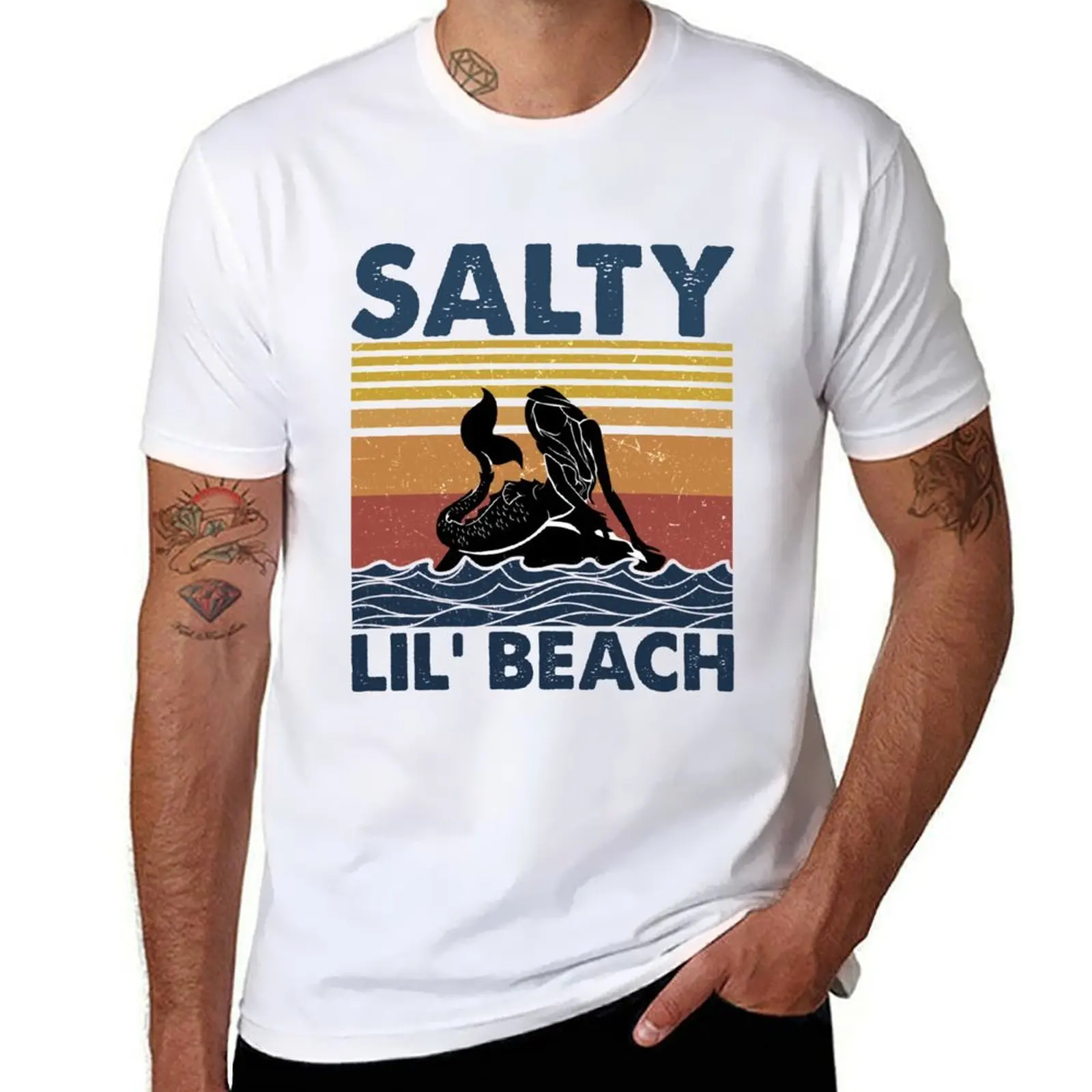 

Mermaid Salty Lil' Beach Vintage T-Shirt t shirt personalised man t shirts high quality luxury brand T-Shirt