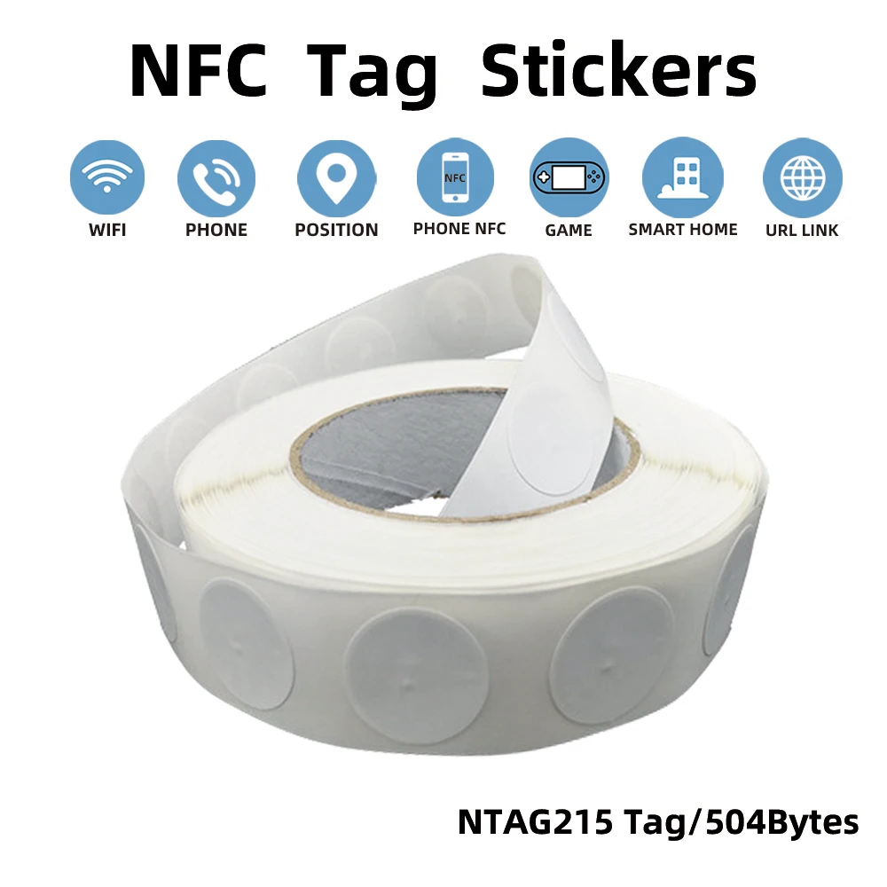 10pcs/ 50pcs /100pcs Ntag215 NFC Tag 13.56MHz ISO14443A Sticker Ntag 215 Phone Available RFID Adhesive Label RFID Tags Stickers
