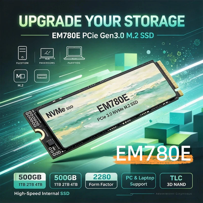 Internal M.2 NVMe SSD EM780E PCIe Gen3.0 TLC 3D NAND 500GB 1TB 2TB 4TB 2280 Drive For Desktop Laptop