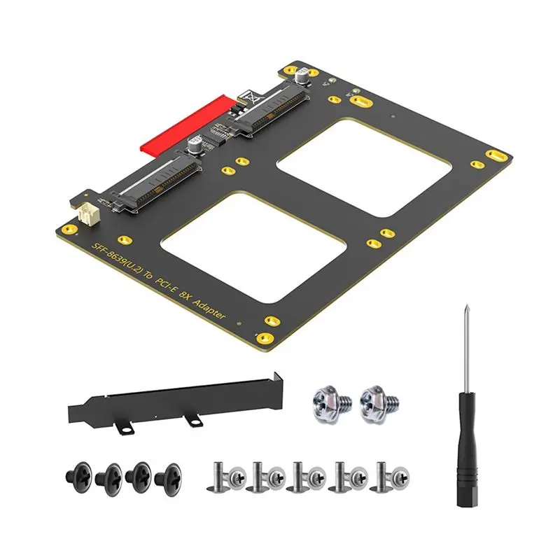 Leading-Dual U.2 To Pcie 4.0 X8 Adapter Card Riser U.2 SFF-8639 Adapter Supports 2 X U.2 SSD Compatible With Win8/10/11 Linux
