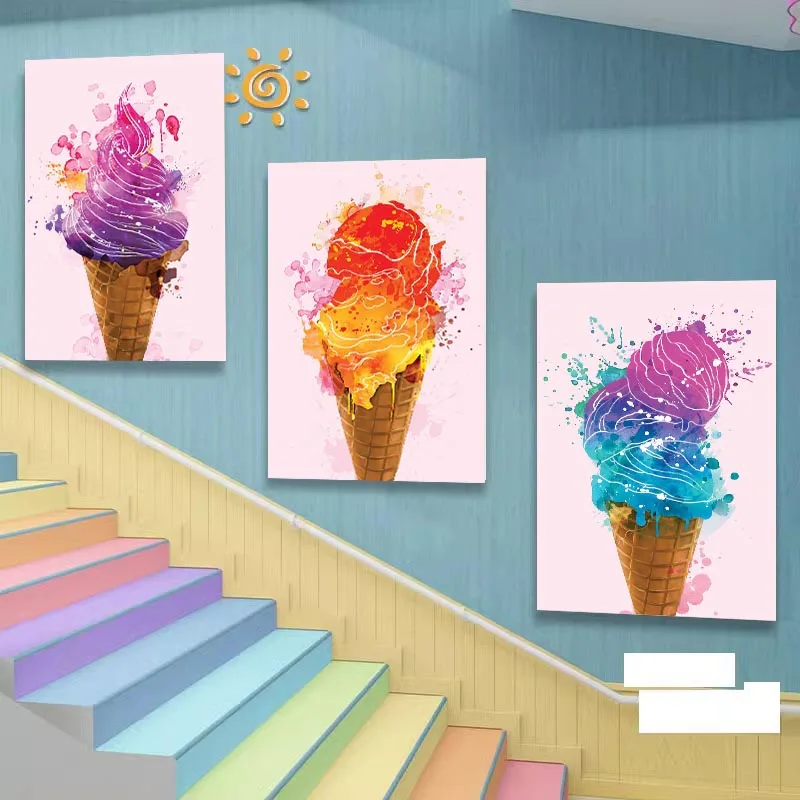 Ice Cream Canvas Art Poster Colorful Icecream Canvas Painting Wall