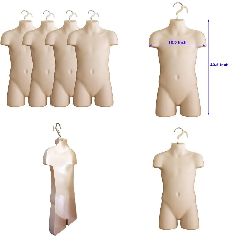 

Stackable Hollow Back Child Torso Dress Forms for Displaying T-Shirts and Countertop Use with Hanging Hook