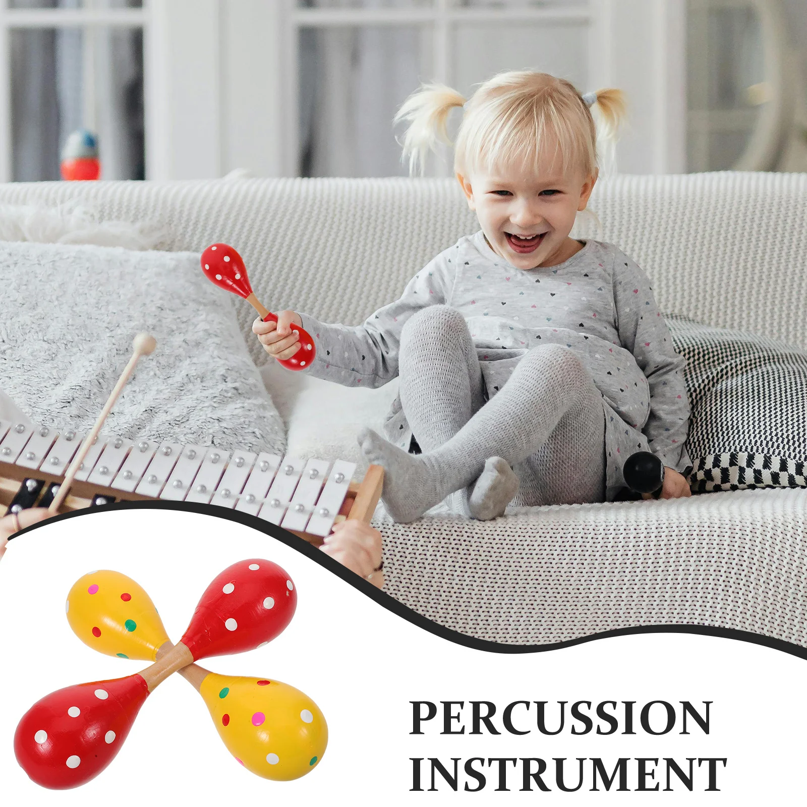 

2pcs Early Educational Music Maracas For Kids Colorful Wooden Handheld Shaker Rattles Baby Musical Instruments Toddler