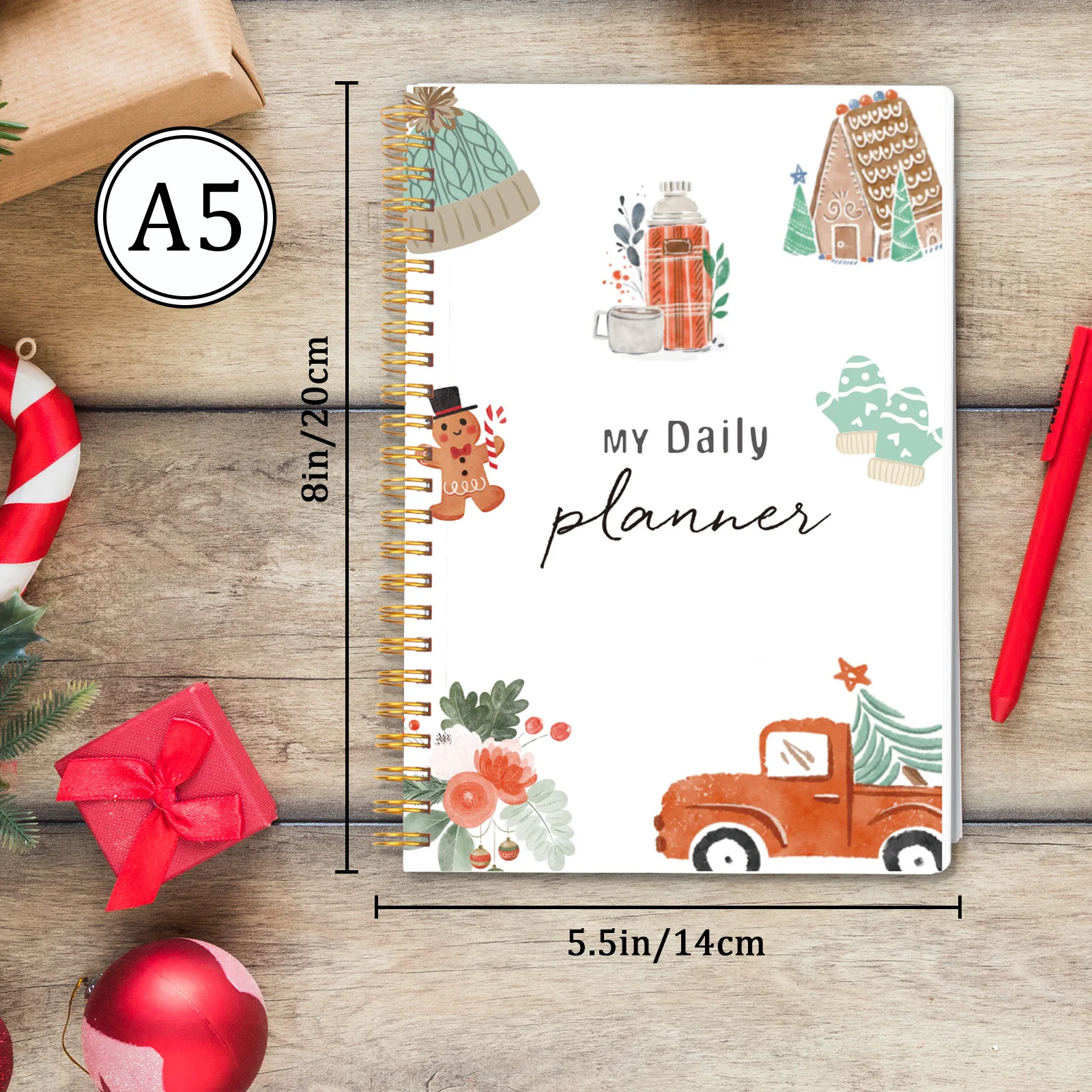 52 sheets  spiral diary planning notebook, used for goal planning, improving daily summary, office and school supplies