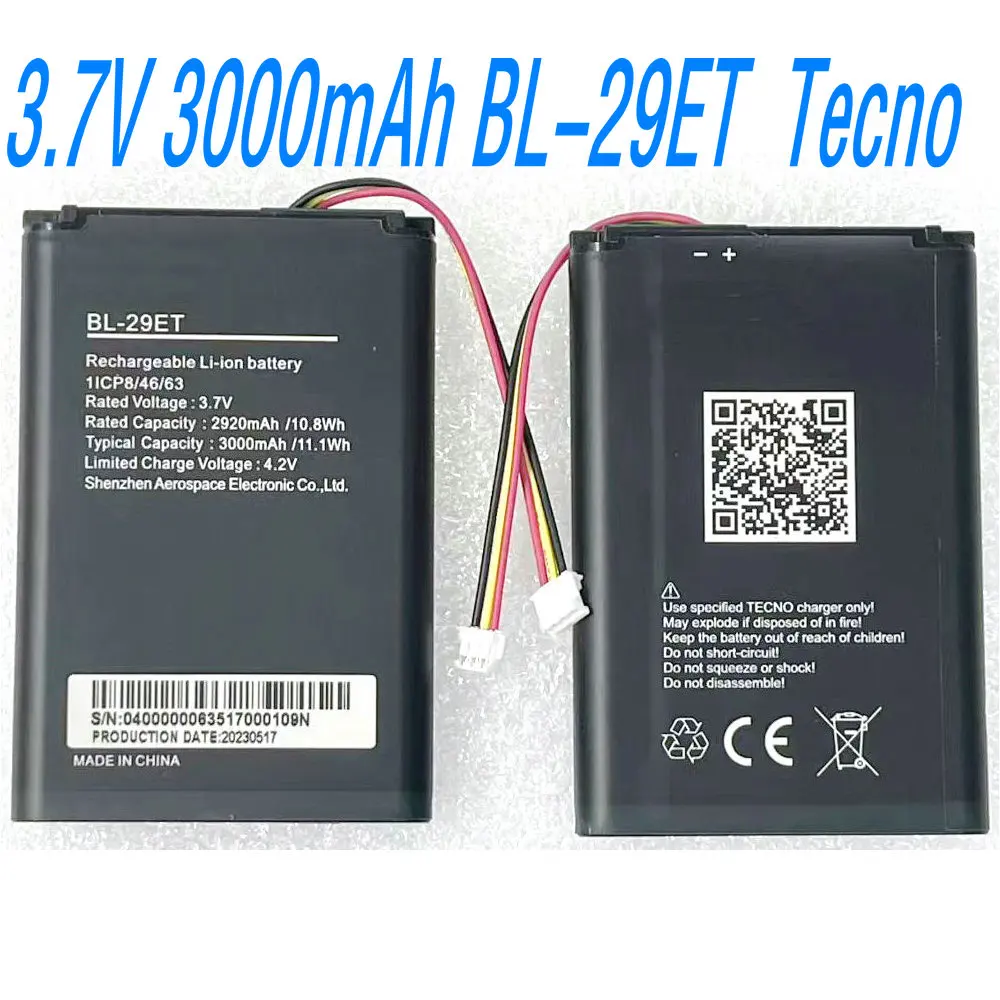 

Сменный литий-ионный аккумулятор BL-29ET 3,7 В 11,1 Втч для мобильного телефона Tecno 1ICP8/46/63