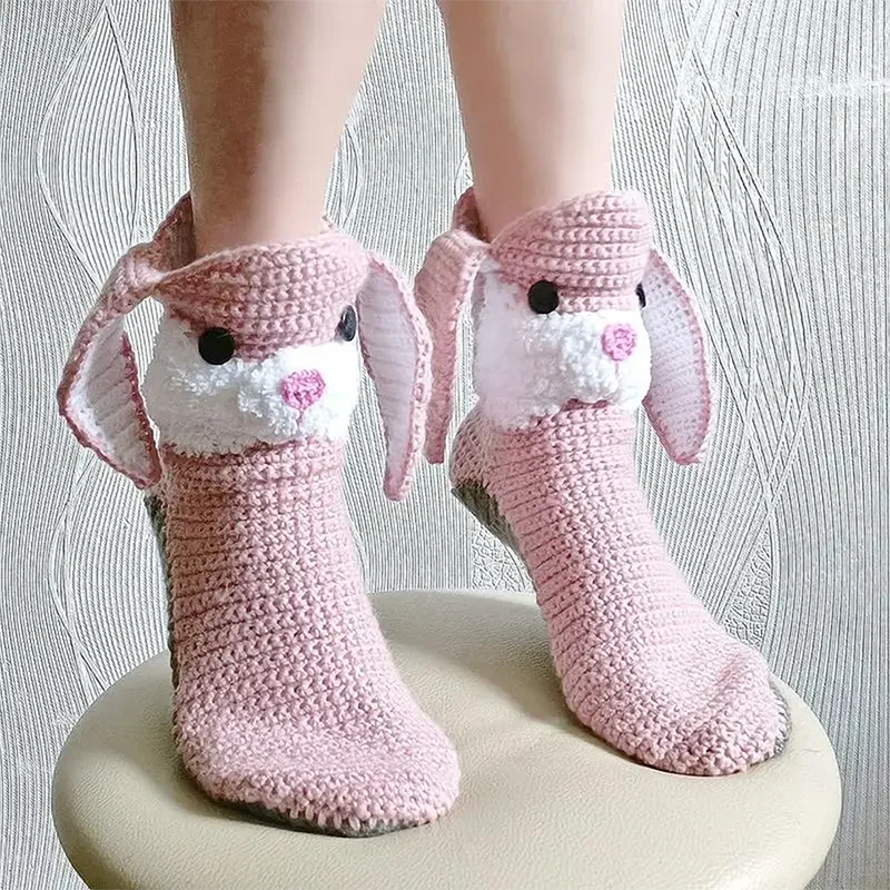 

Combhasaki Women's Cute Cartoon Animal Socks 3D Cat Rabbit Sheep Autumn Winter Warm Knitted Socks Soft Home Slipper Socks