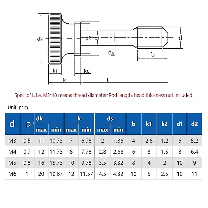 M3 M4 M5 M6 M8 304 Stainless Steel Knurled High Step Head Hand Tighten Thumb Screws Captive Screw Thumb Half Thread Bolt