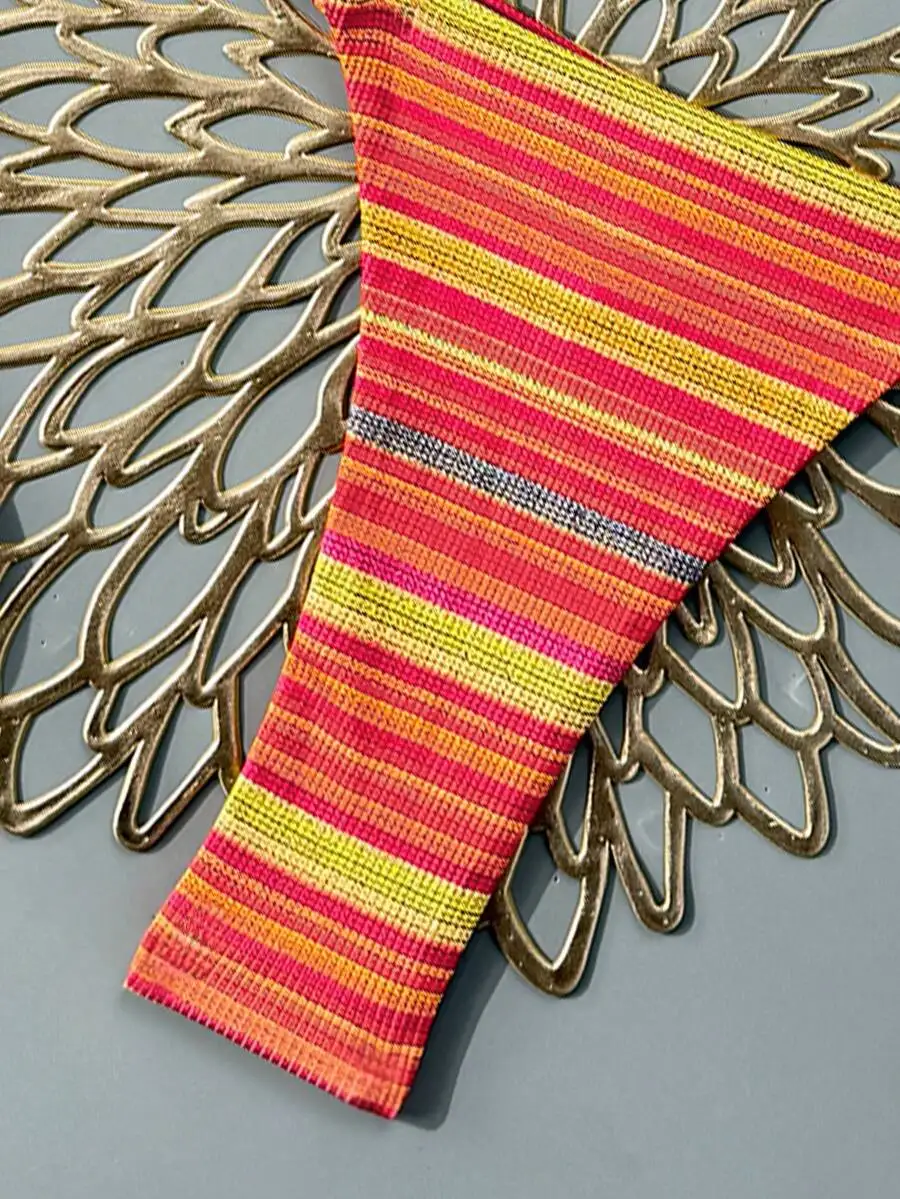 

Colorful Striped Halter Open Back Tie-Up Bikini Set For Women Summer Beach Party