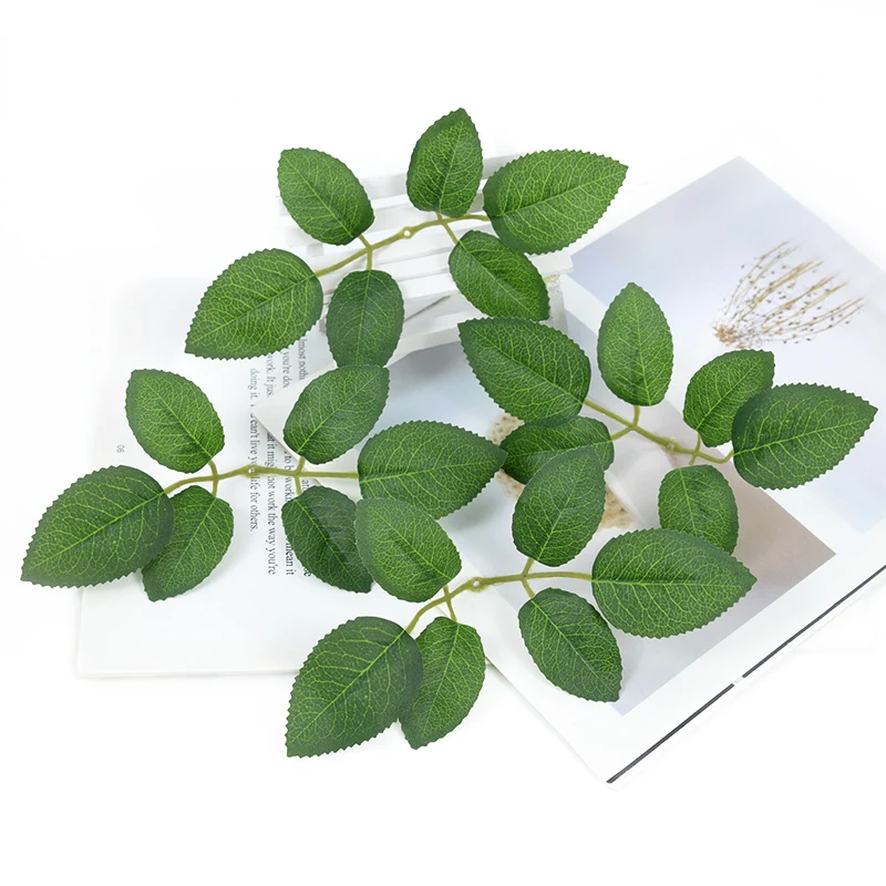 30Pcs Simulation Rose Leaves Green Leaf DIY Flower Leaves for Christmas Decorations Home Wedding Decora Leaf Artificial Plants