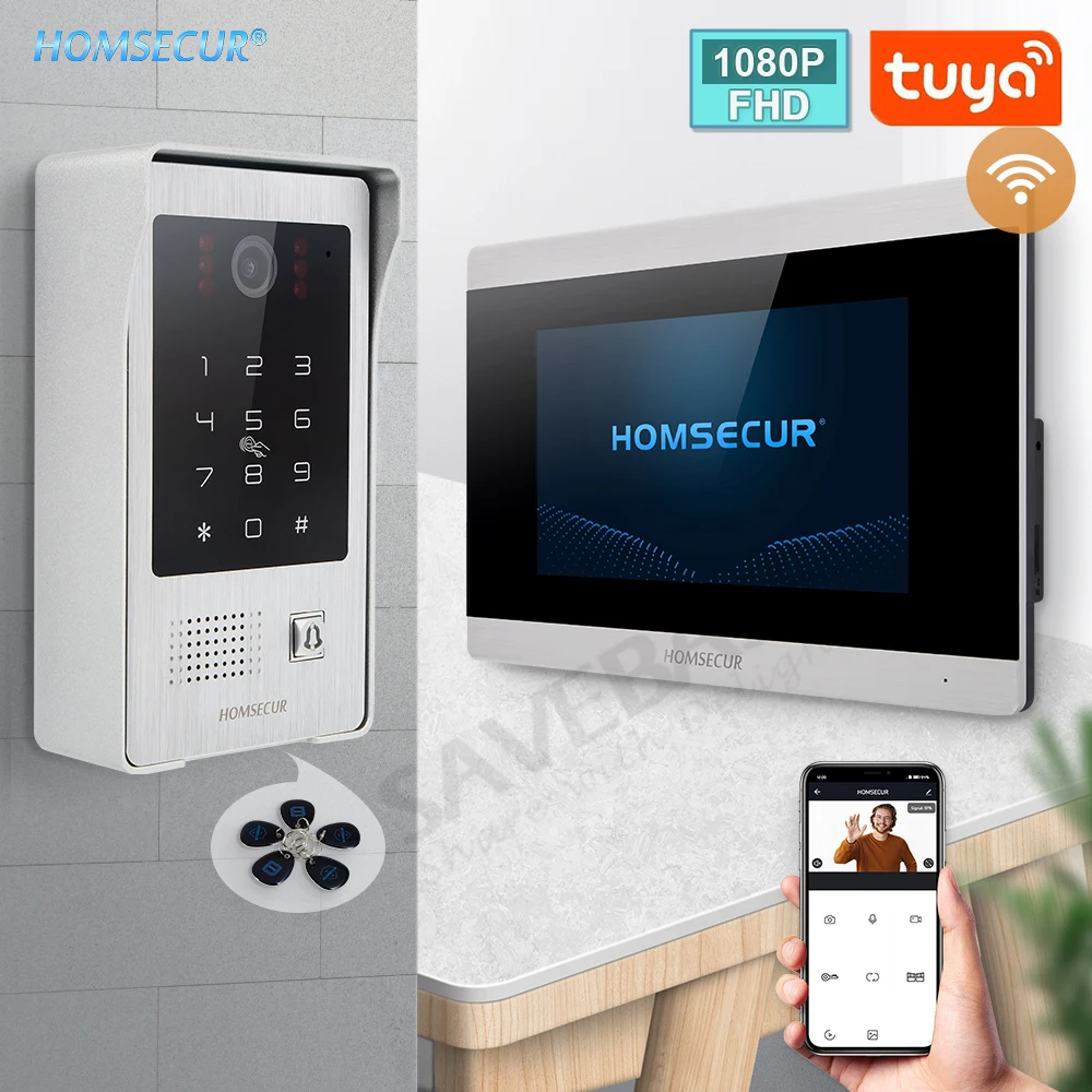 Tuya APP 7” HD Hands Free Intelligent WiFi Video Intercom Doorbell Apartment Private Residential Monitoring Password RFID Access