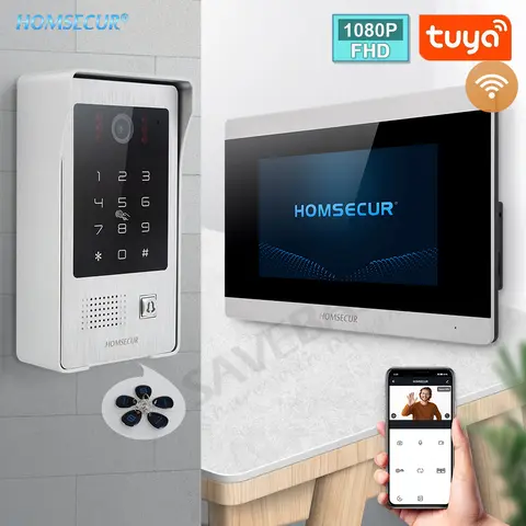 Tuya APP 7” HD Hands Free Intelligent WiFi Video Intercom Doorbell Apartment Private Residential Monitoring Password RFID Access