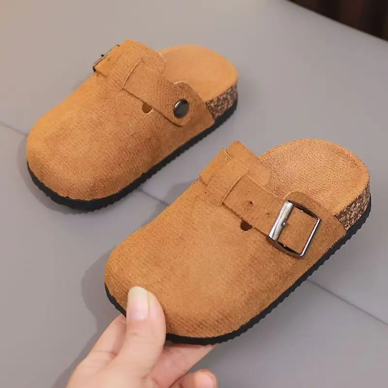 

Children's spring, autumn and winter new outer wear household flat-bottomed bag head half slippers lazy children's slippers