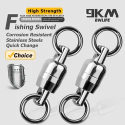 Ball Bearing Swivel 10~30Pcs Stainless Steel Solid Rings Fishing Swivels Saltwater Fishing Trolling Barrel Swivel Lure Connector