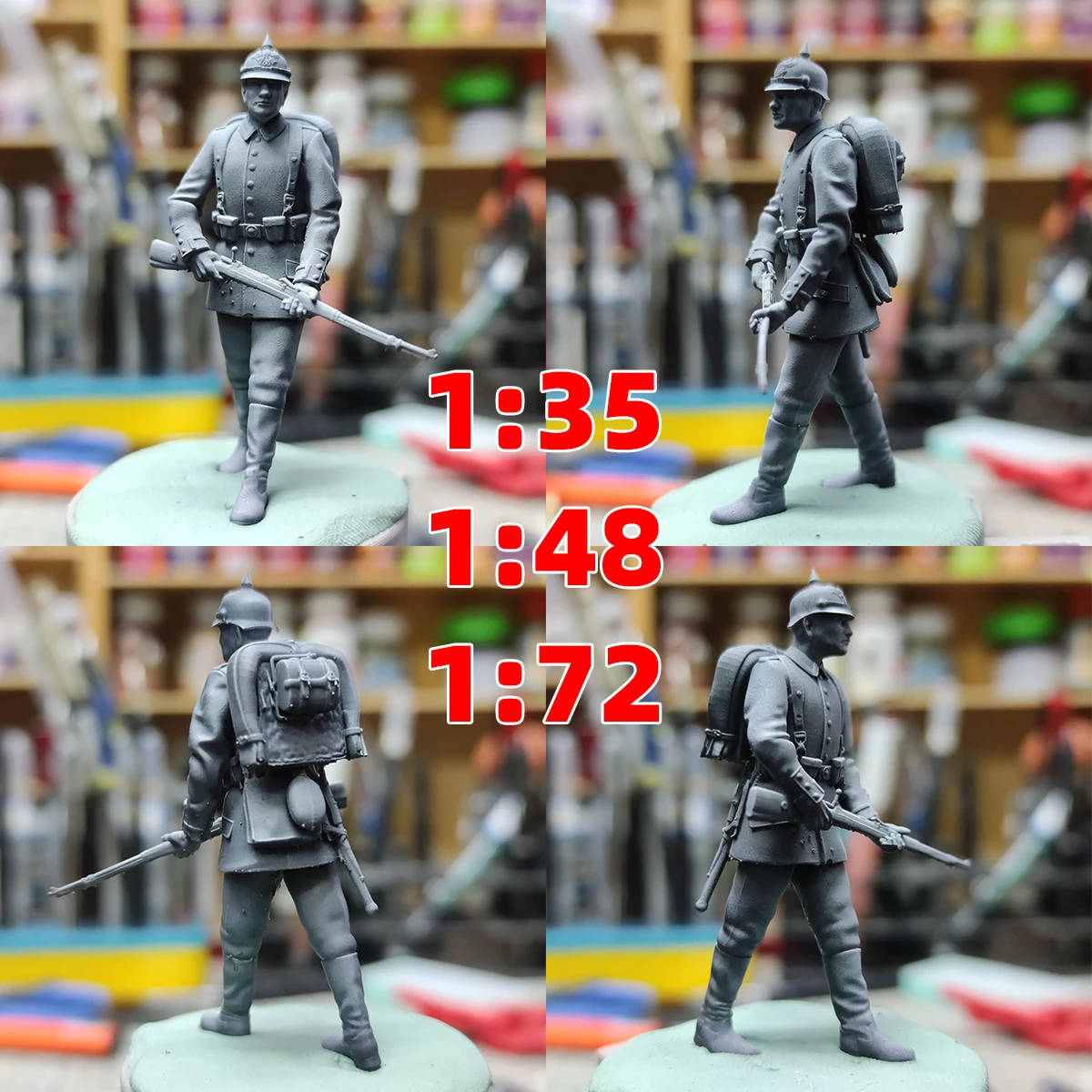 Maßstabsgetreuer Miniatur-Modellbausatz Deutsche Soldaten im Marsch Figuren Militär-Diorama 5-teiliges Set 1914–1918 1/35 1/48 1/72 – Detail 3