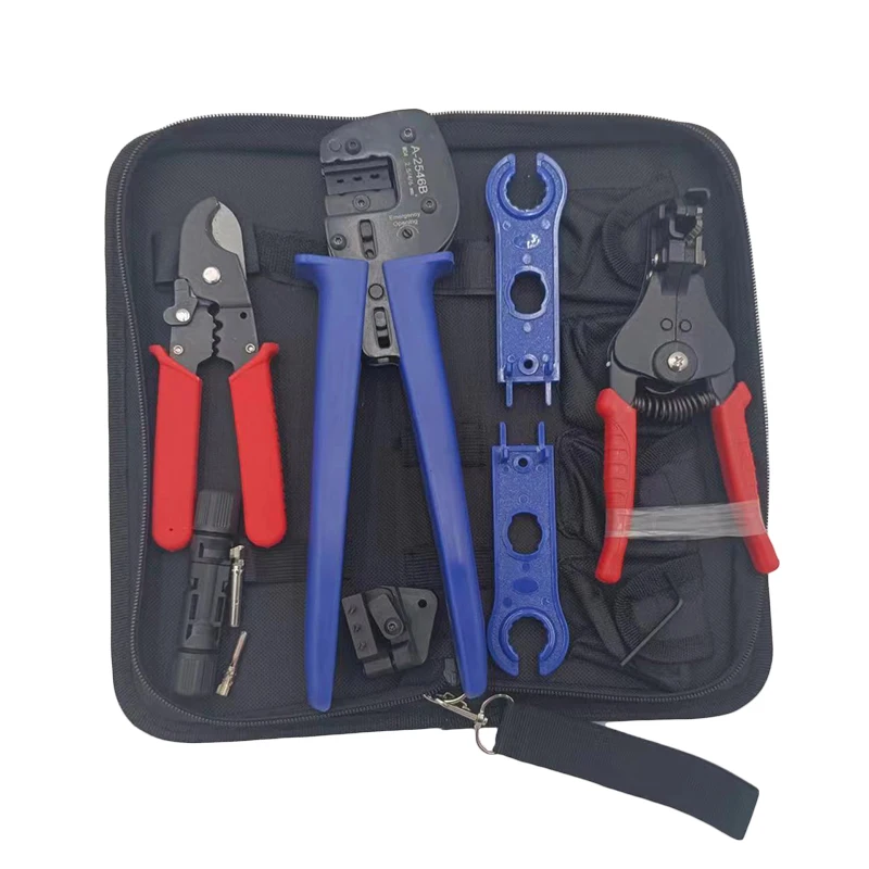 Conector Solar Photoroltaic Solar Crimping Tool Wire Crimper Alicate Wire Stripper Conjunto de Ferramentas Manuais A2546b