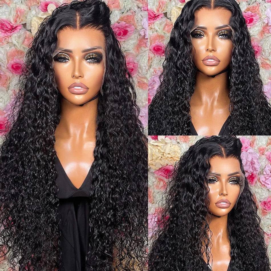 Perruque Lace Front Wig bouclée crépue noire naturelle pour femme, cheveux de bébé doux, densité 180, préplumée, sans colle, degré de chaleur, 26 po de long, 03/3