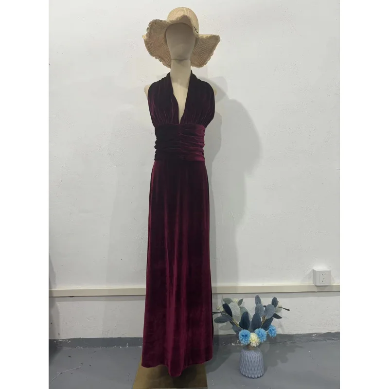 Spring New Style Waist Cinch Slit Backless Irregular Sleeveless Sexy Dress for Women