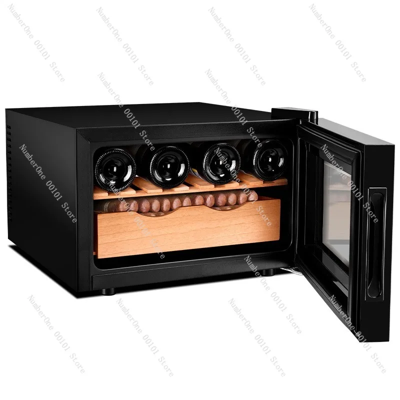 Cedar Wood Mini Cigar Cabinet, Household Small Built-In Alcohol Curing Cabinet, Moisturizing Cigar Storage for Humidity Control