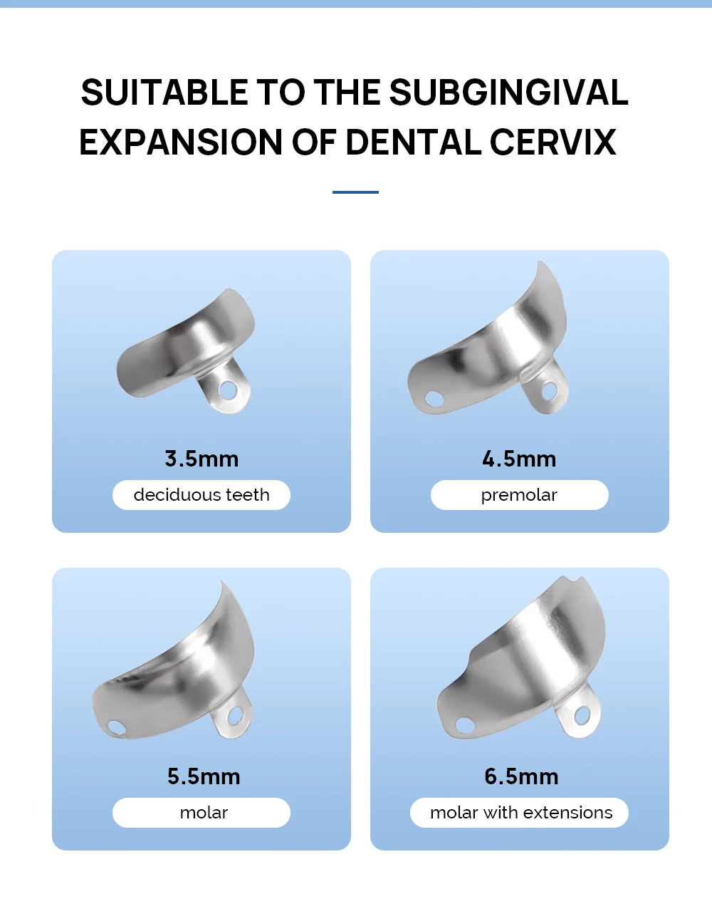 AZDENT Dental Matrix Bands Sectional Contoured Metall Matrizen M4/6/8 3,5/4,5/5,5/6,5mm Für Zähne Ersatz Zahnmedizin Werkzeuge – Detail 2