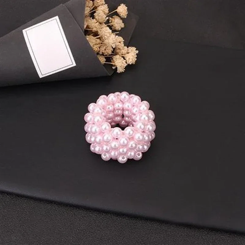 Fashionable Pearl Beaded Hair Ties Beautiful Pearl Elastic Hairbands Handmade Headwear Woman Hair Accessories