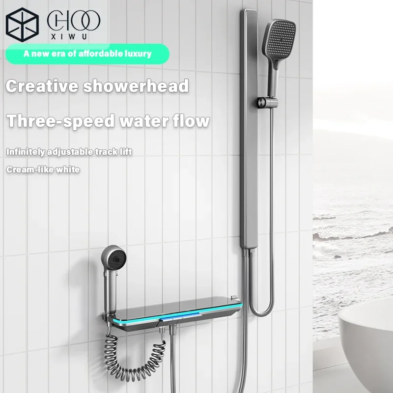 Keran Bak Mandi Digital dengan Layar Temperatur Pintar, Model Air Terjun, Terpasang di Dinding, Keran Kamar Mandi, Keran Shower, Mixer Crane