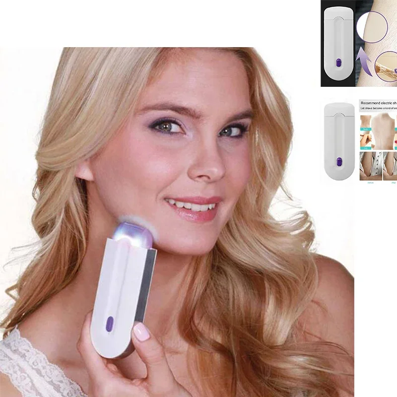 

USB Rechargeable 2 IN 1 Hair Remover Smooth Touch Removal Painless Light Safely Sensor Shaver Women Laser Epilator Trimmer