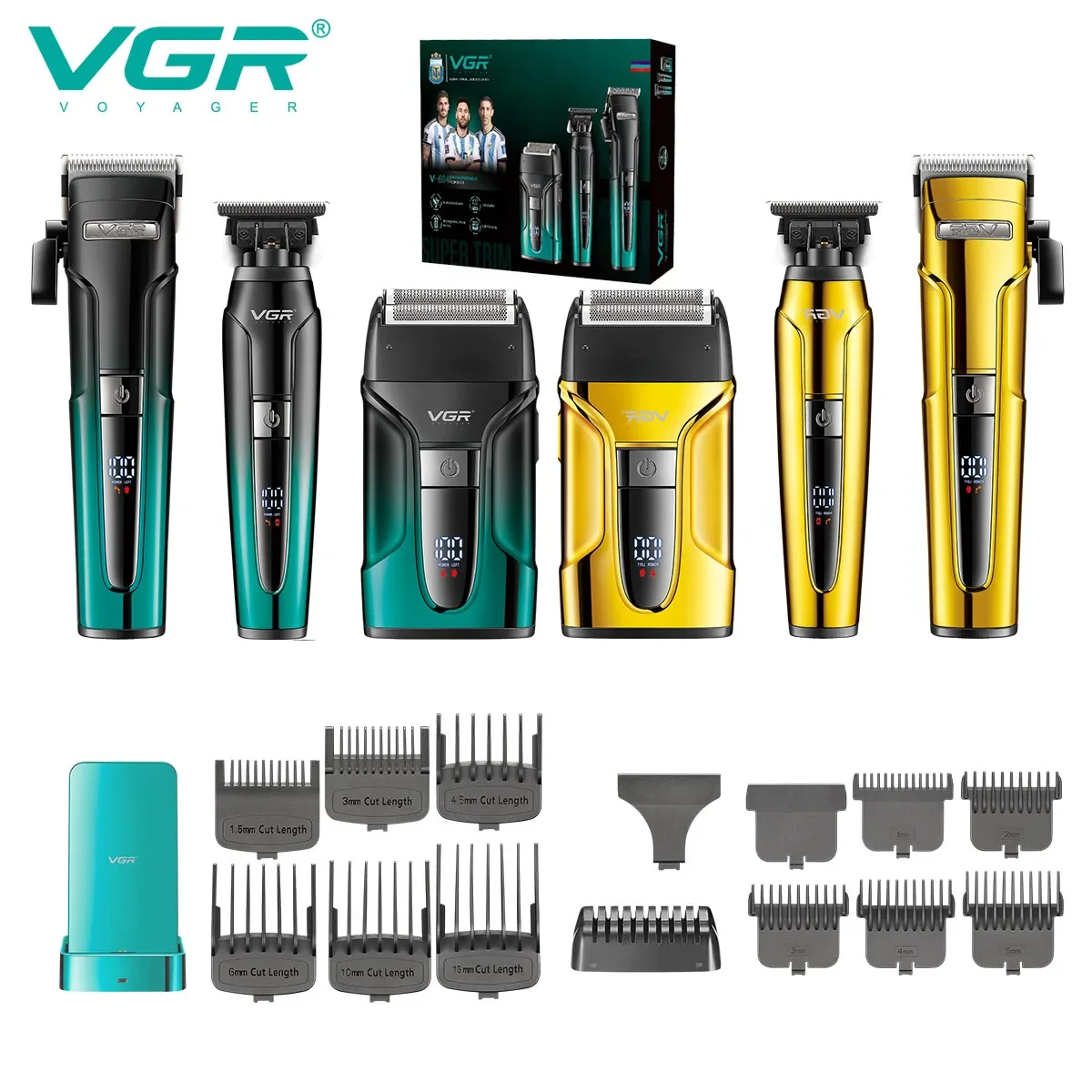 VGR Hair Trimmer Professional Haircut Machine Clippers Cordless Barber Shaver Beard Trimmer Razor Shaver Electric for Men V-694