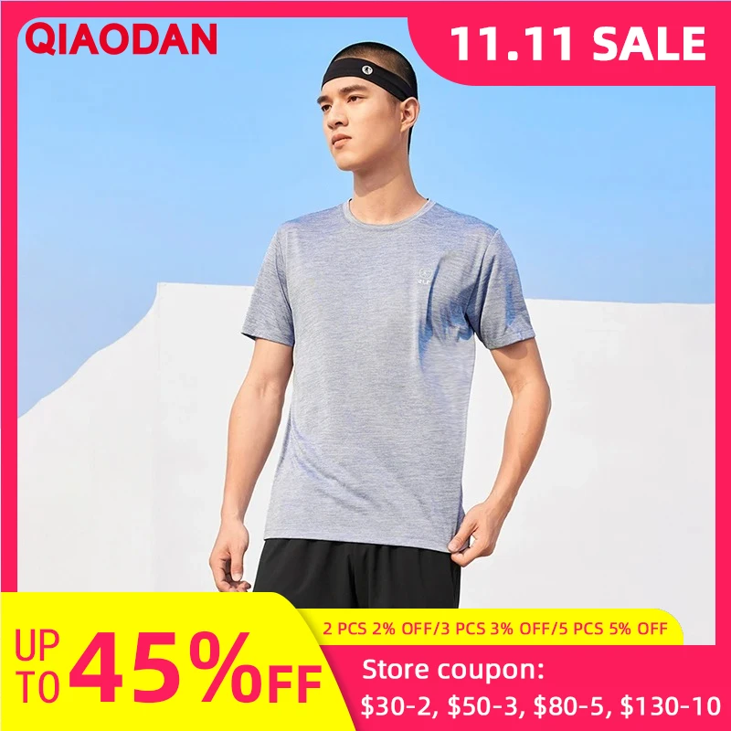 

QIAODAN спортивный костюм, летний мужской спортивный костюм 2025 года, быстросохнущая дышащая футболка с круглым вырезом, однотонные короткие штаны, мужской комплект из двух предметов XNT23231242R