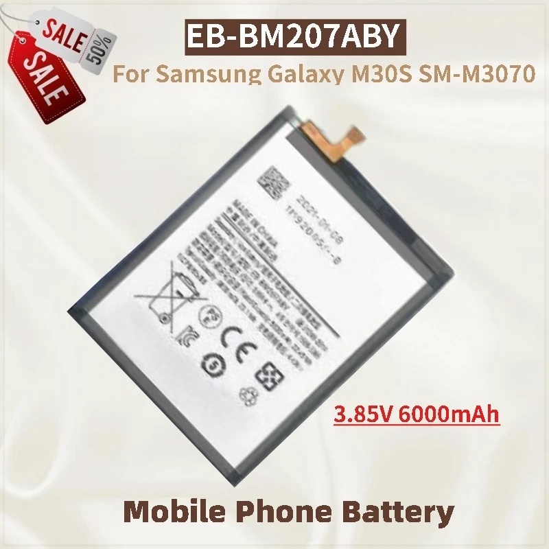 

High Capacity 3.85V 6000mAh EB-BM207ABY Mobile Phone Battery For Samsung Galaxy M30S SM-M3070 Brand-New High Quality