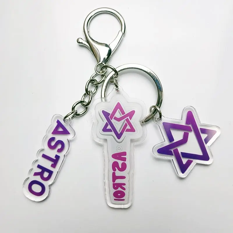 3pcs/Set Kpop Keyring ATEEZ MAMAMOO GIDLE ASTRO Twice IU Quality Lightstick Keychain Double Sides Key Chain Backpack Accessories