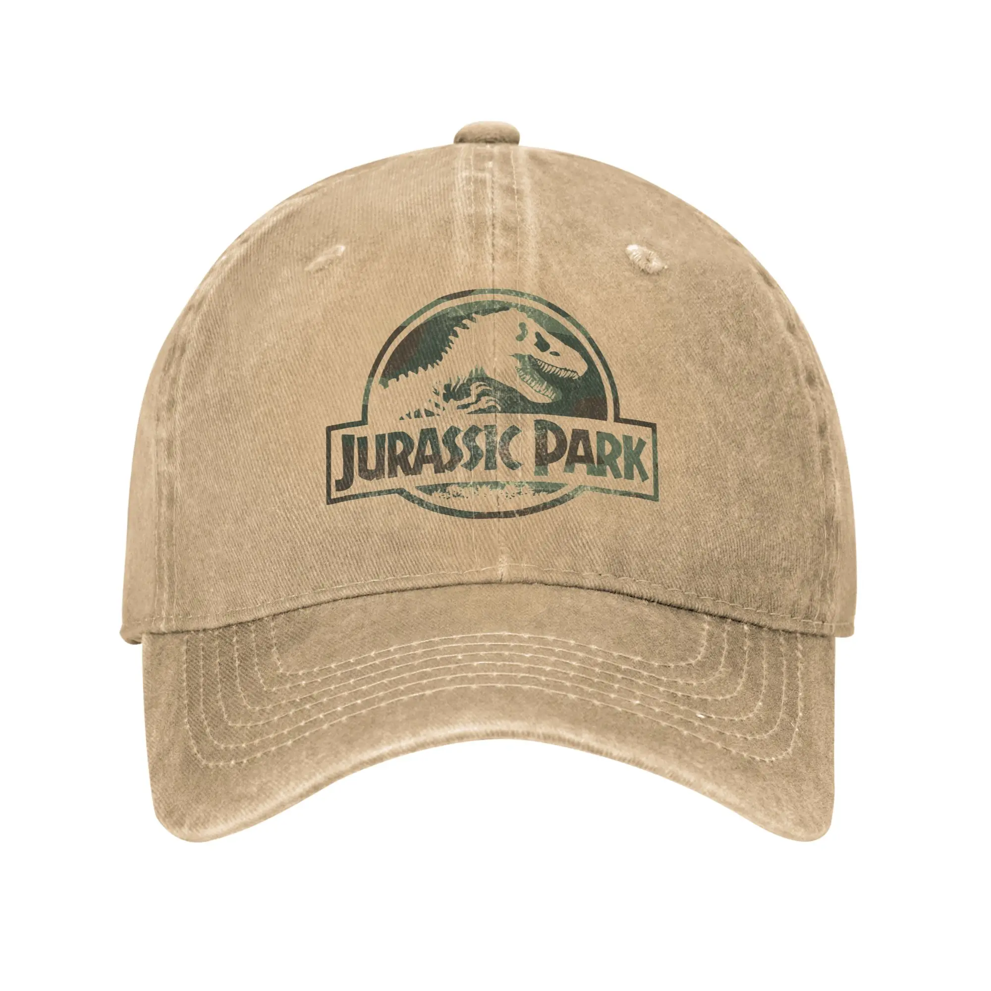 Gorra de Béisbol Unisex con Logotipo de Camuflaje de Jurassic Park, Gorra Desgastada, Estilo Casual para Exteriores, Verano, Sin Estructura, Suave