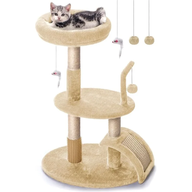 

Large Cat Tree Tower with Scratching Post, Modern Kitten Tower for Indoor Cats, 32 Inch Tall Carpet Sisal Cat Scratcher Stand wi