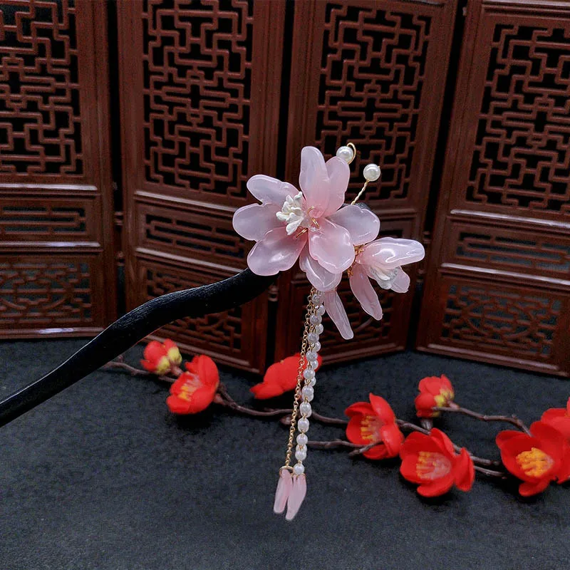 

Деревянные заколки для волос, новая современная кисточка с жемчугом в китайском стиле, женские головные уборы ханьфу, аксессуары для волос, спиральные заколки