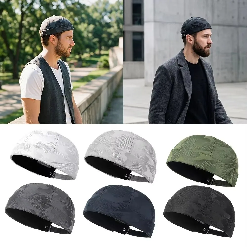 Unisex Brimless Beanie Cap Breathable Melon Docker Hat Adjustable Quick Dry Sailor Hat
