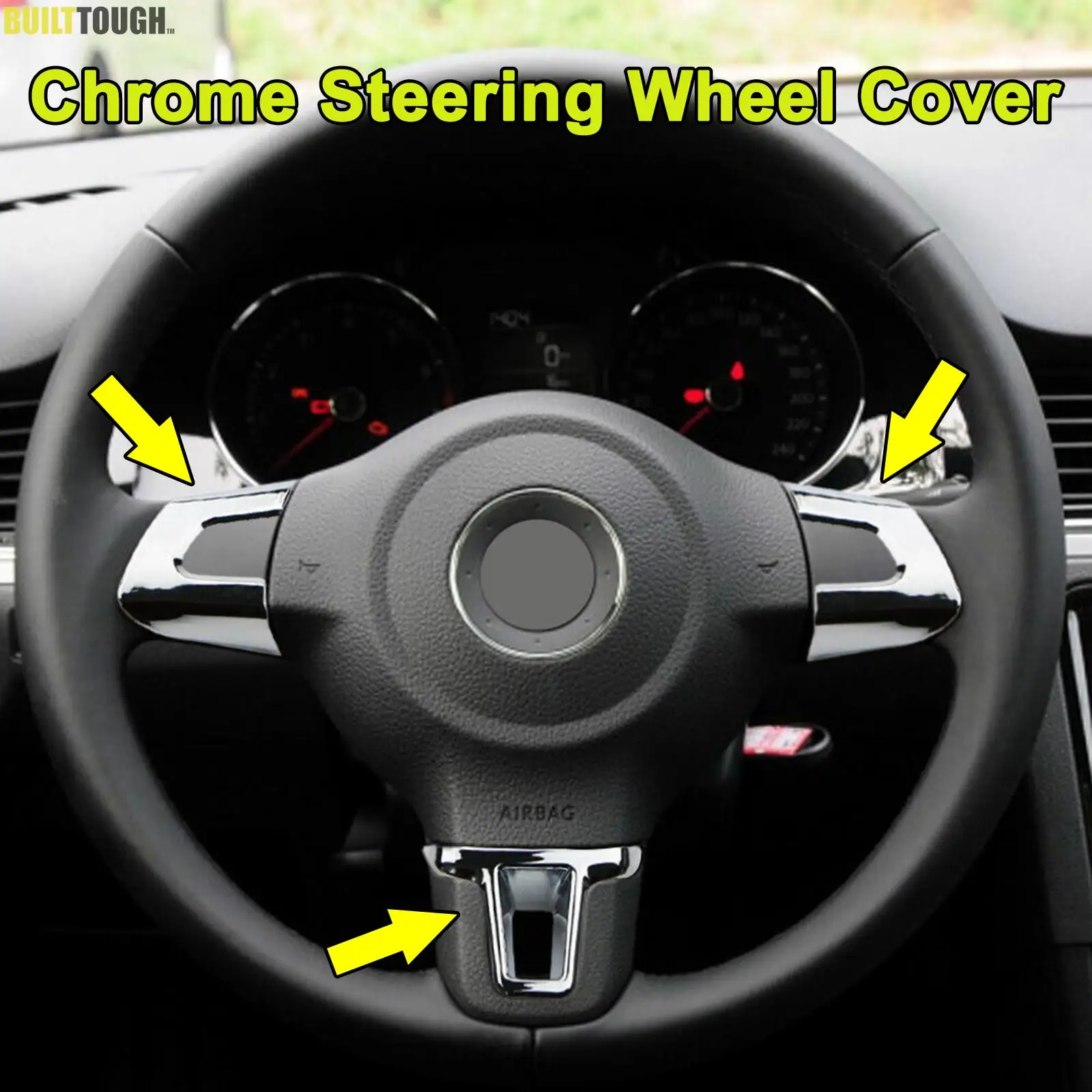 Car Chrome Steering Wheel Cover Trim For VW Golf MK6 Bora Jetta Polo Touran Eos Caddy Car  Accessories Interior Decoration Parts