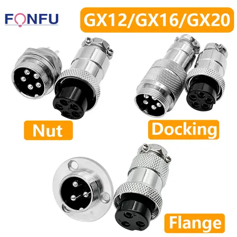 Pin Socket 2/3/4/5/6/7/8/9 Core 5pcs Male-Female Aviation Connector GX12 GX16 GX20 Metal Aviation Socket Coupler 2/3/4/5/6/7/8/9 Core Pin Fixed Butt Mobile Type