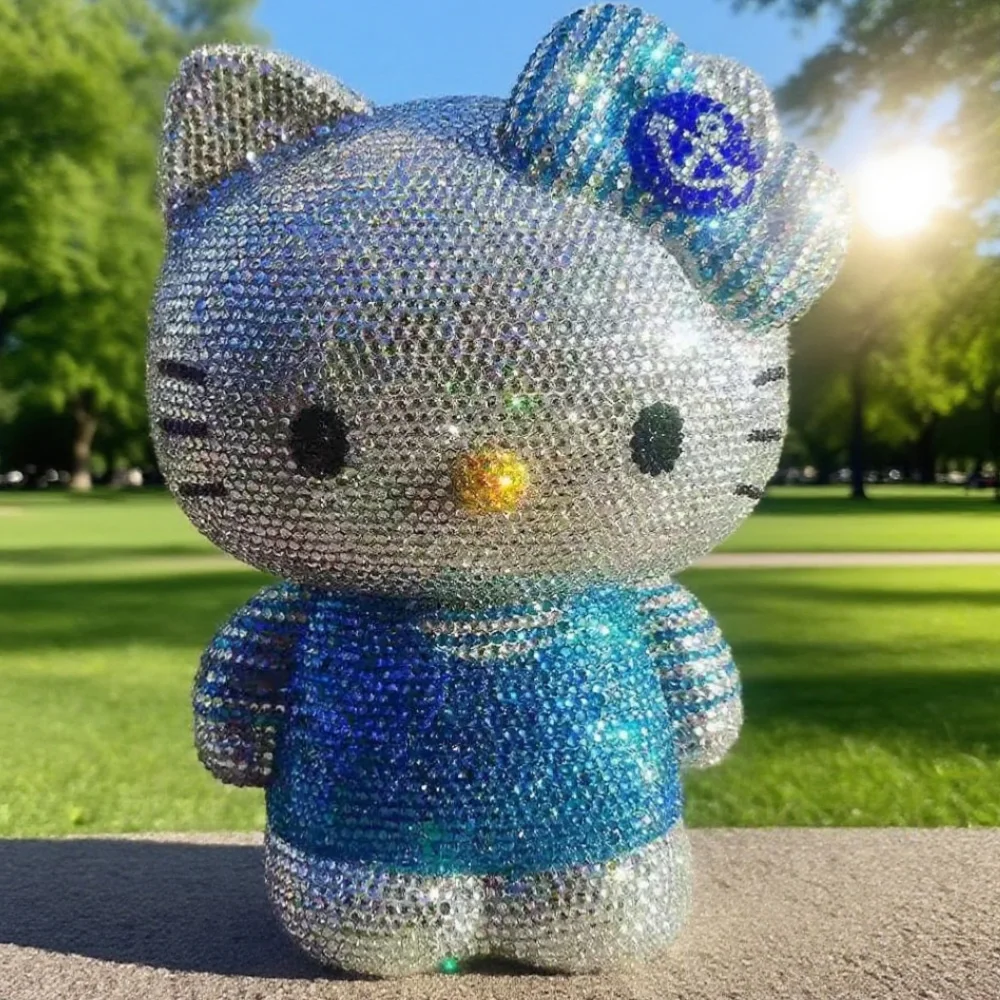 Desktop decora Hello kitty Handmade Coin Storage Box Rhinestones Crystal Bank Money Boxes Storage Kids Home Decor Money GiftQW22