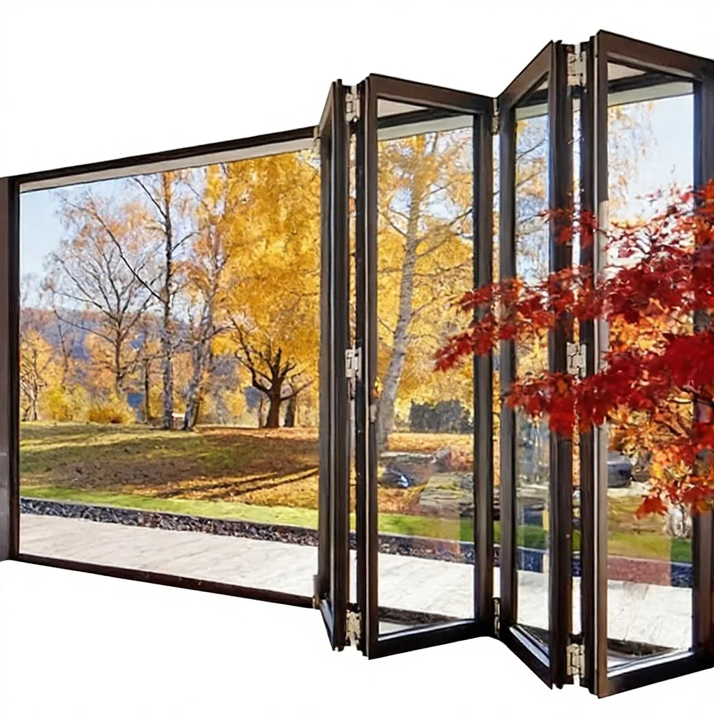 Aluminum Bi-Fold Doors Customizable Interior Exterior Patio Garage Sliding Glass Doors Home Office Warehouse Folding Door