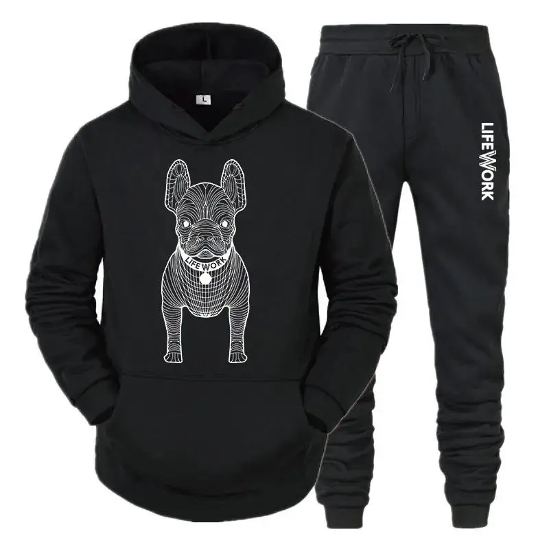 2024 Hot selling New Printed Zipper Hoodie+Pants 2-piece Set for Men's Fashion Fitness Sweatshirt Outdoor Sportswear