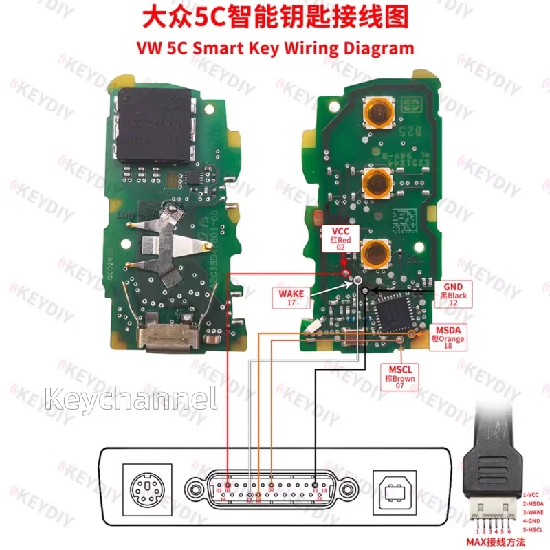 1 pz Cavo di programmazione chiavi DB25 Adattatore BDC2 BDC3 BCP 5C 5D per BMW G, VW, Skoda, Audi MQB49 5C 5D Aggiungi Chiave per KD X4
