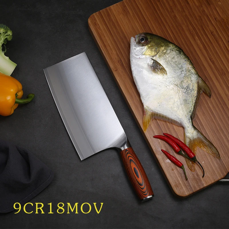 Kitchen Knife 9Cr18Mov Steel Chopper Hotel Household Stainless Steel Chopping Knife Spare Ribs & Meat Slices Slicing Accessories