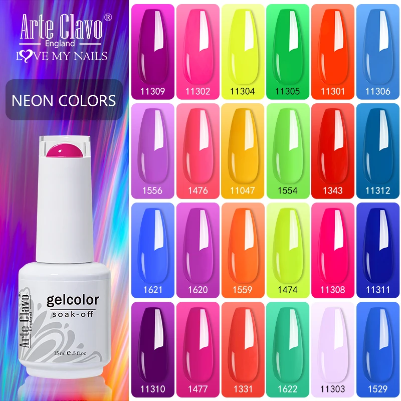 Arte Clavo Gel Nagellak 15Ml Neon Kleuren Semi Permanente Manicure Nail Art Gel Vernissen Hybrid Base Top Coat voor Gel Polish