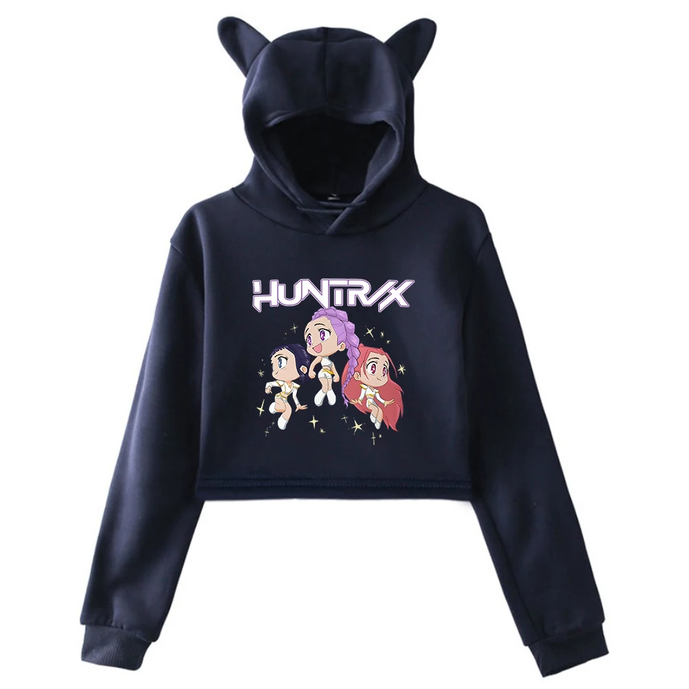 KPop Demon Hunters As Seen On Huntrix World Tour Hoodie แมวหู Hooded Sweatshirt แขนยาว Crop Top เสื้อผ้าผู้หญิง