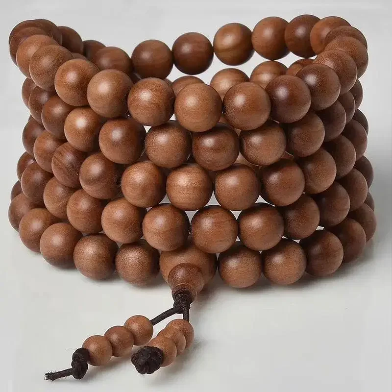 Natural Old Mountain Sandalwood Bracelet with Old Material, Black Meat, Sunken Sandalwood Fragrance, 108 Buddha Beads,