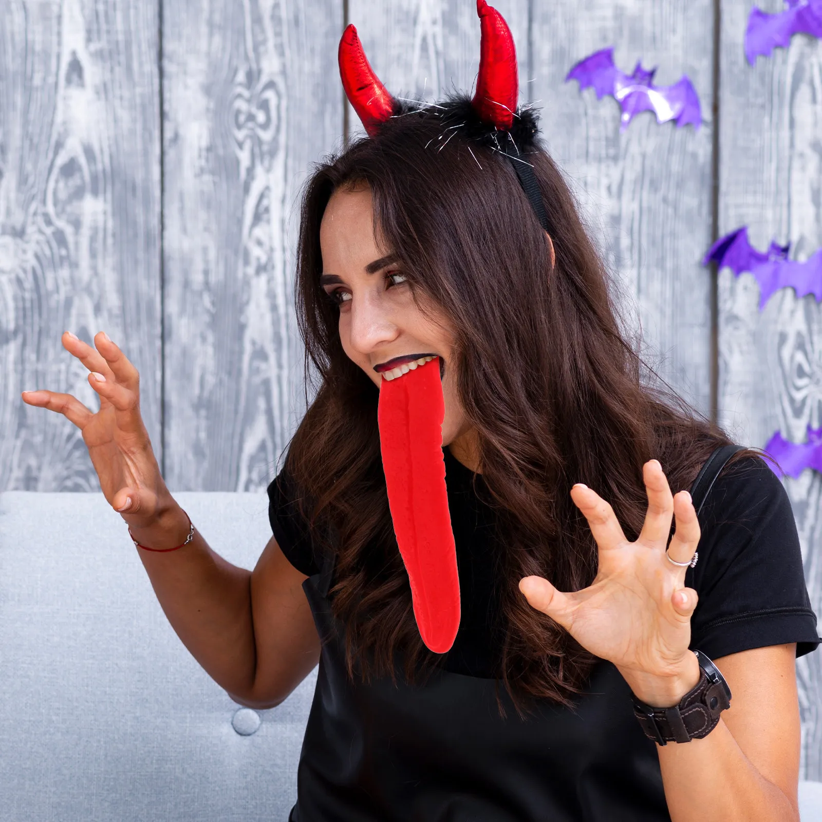 

Realistic Fake Tongue Prop for Halloween Prank Fool's Day Cosplay Scary Party Decor Compact Lifelike Simulation Tongue Decor