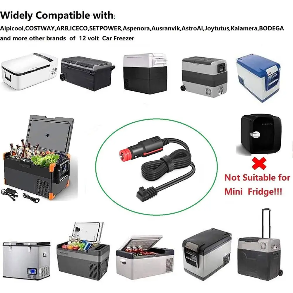 2/3/4M 18awg 12V/24V Draagbare Auto Koelkast Stroomkabel Ingebouwde 15a Zekering Auto Koelkast Verwarming Verlengkabel