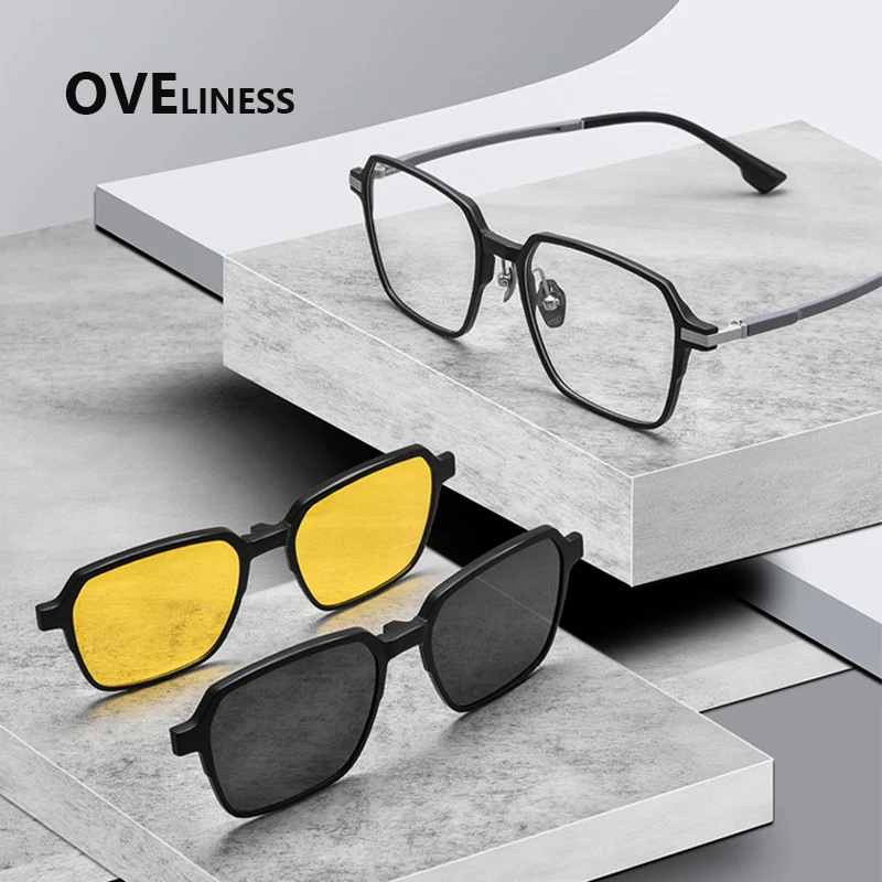 2026 Polarized Sunglasses Men Women 2 In 1 Magnetic Clip On Glasses frame Optical Prescription Eyeglasses Frames Magnet eyewear
